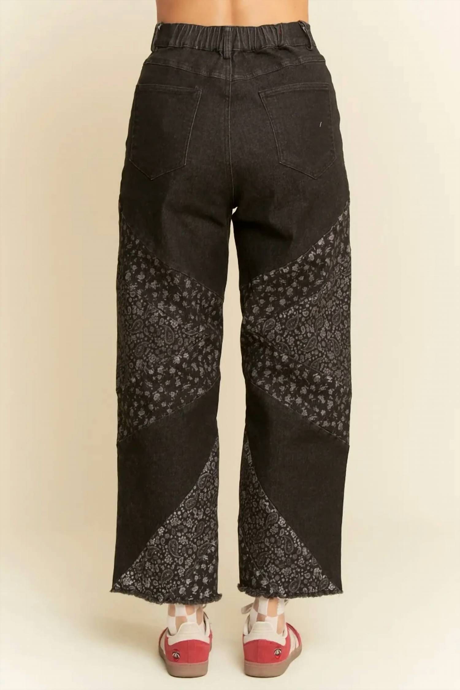 Davi & Dani - Floral High-rise Cotton Blend Wide Leg Jeans