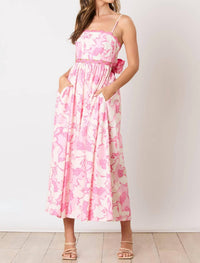 Peach Love Savannah Back Tie Maxi Dress in pink multi - women's dress