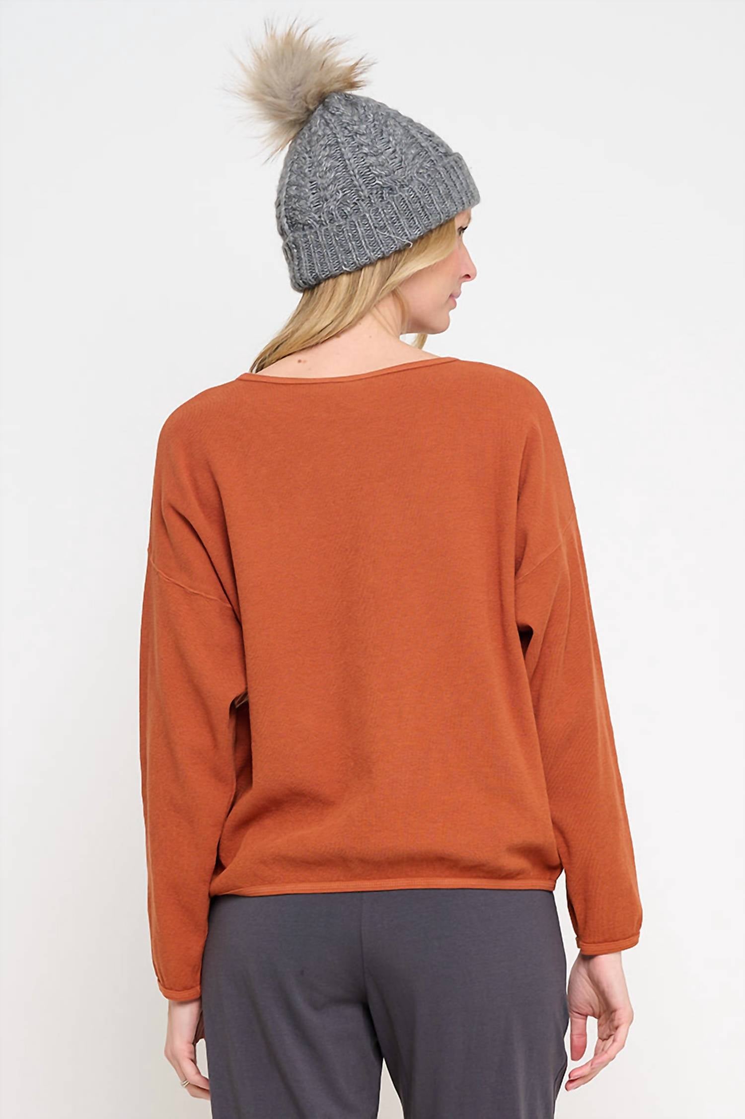 Cotton Lani Patch Star Sweatshirt in cedar - women's top - alternate view