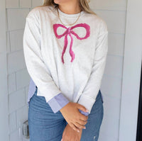 ee:some Wrapped With A Bow Blouse in grey navy - women's blouse - alternate view