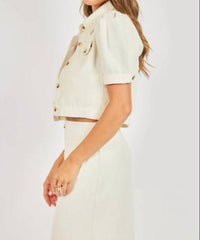 Sadie & Sage Love Language Cropped Jacket in ivory - women's jacket - detail view