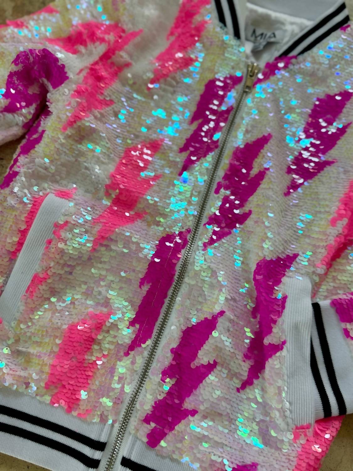 Mia - Tween Girl's Sequin Lightning Bolt Jacket