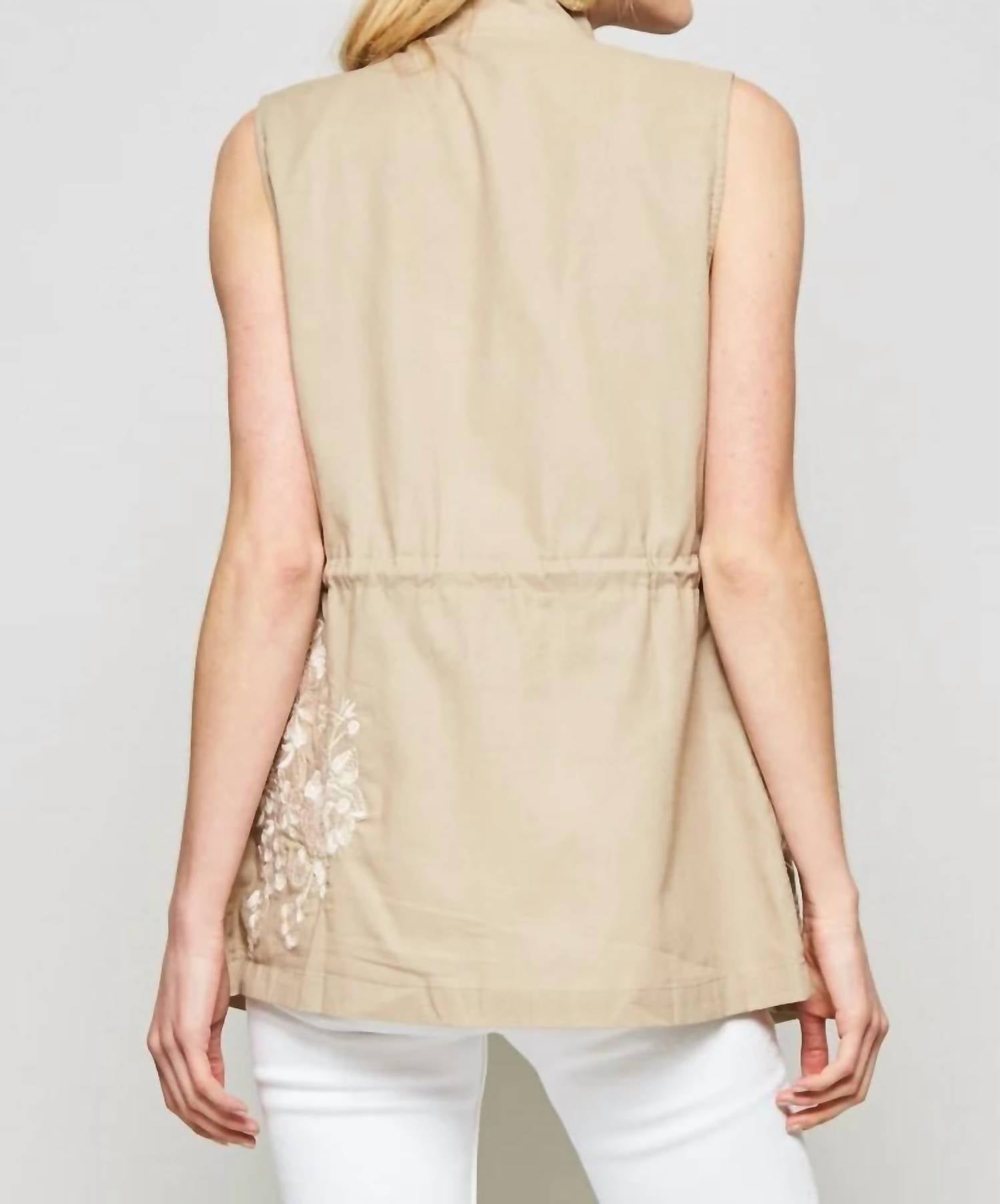 Andree By Unit - Linen Vest With Embroidered Details