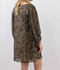 Adrienne - Tiger Print Balloon Sleeve Mini Dress