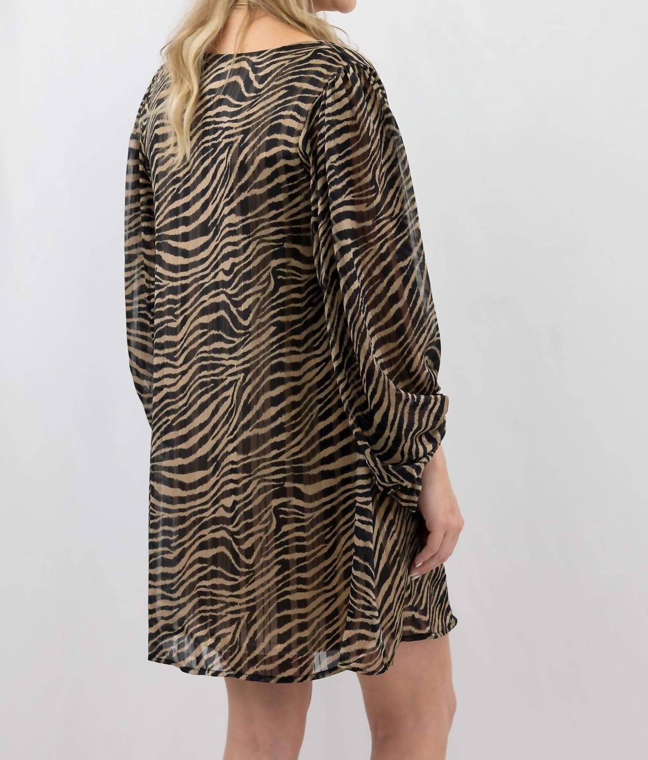 Adrienne - Tiger Print Balloon Sleeve Mini Dress