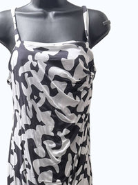 GRADE & GATHER Women's Connie Midi Dress in navy white - women's dress - detail view