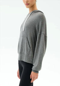 SPLITS59 Joey Long Sleeve Hoodie in gray - women's top - alternate view