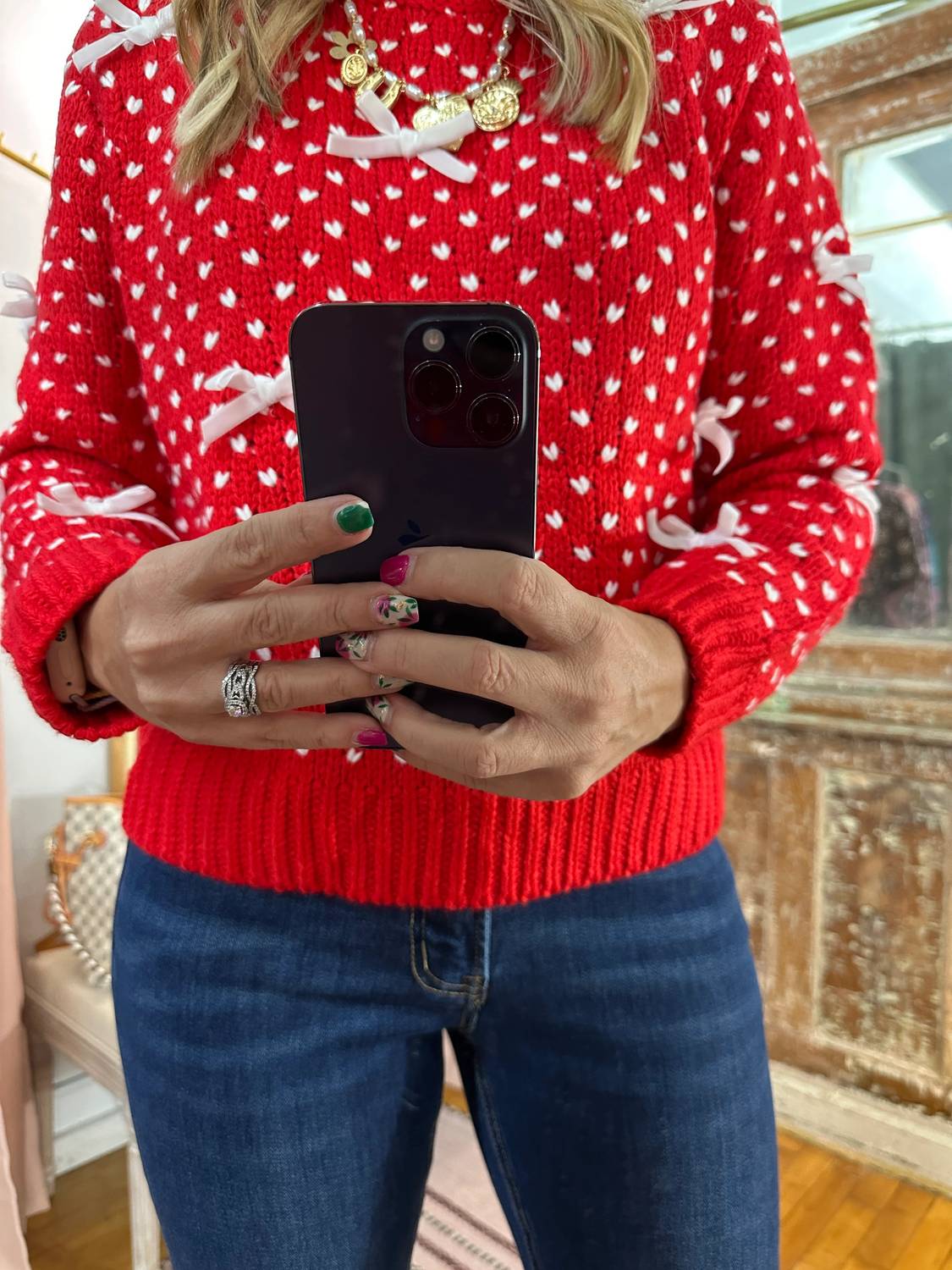 She + Sky - Two Tone Bow Sweater