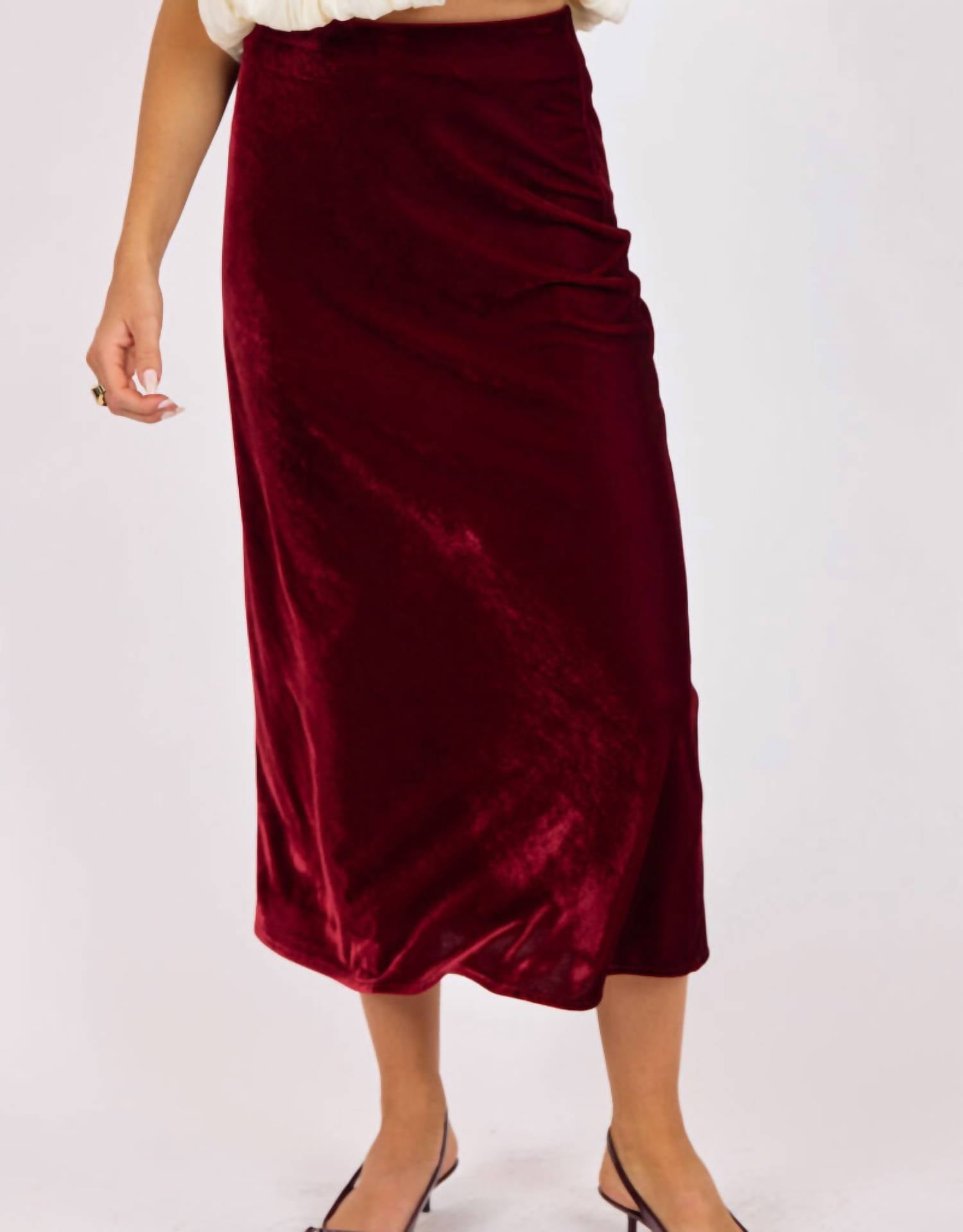 Sage The Label - Twilight Spell Stretch Velvet Bias Midi Skirt