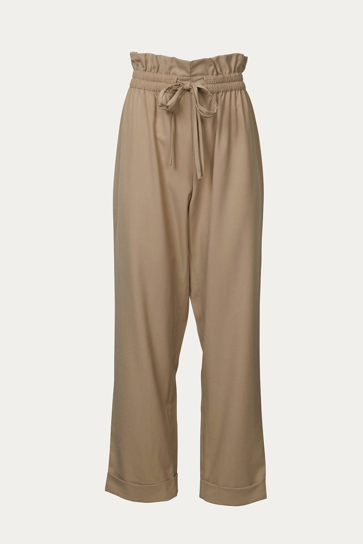 HIGH-RISE STRAIGHT WOOL-BLEND PANTS