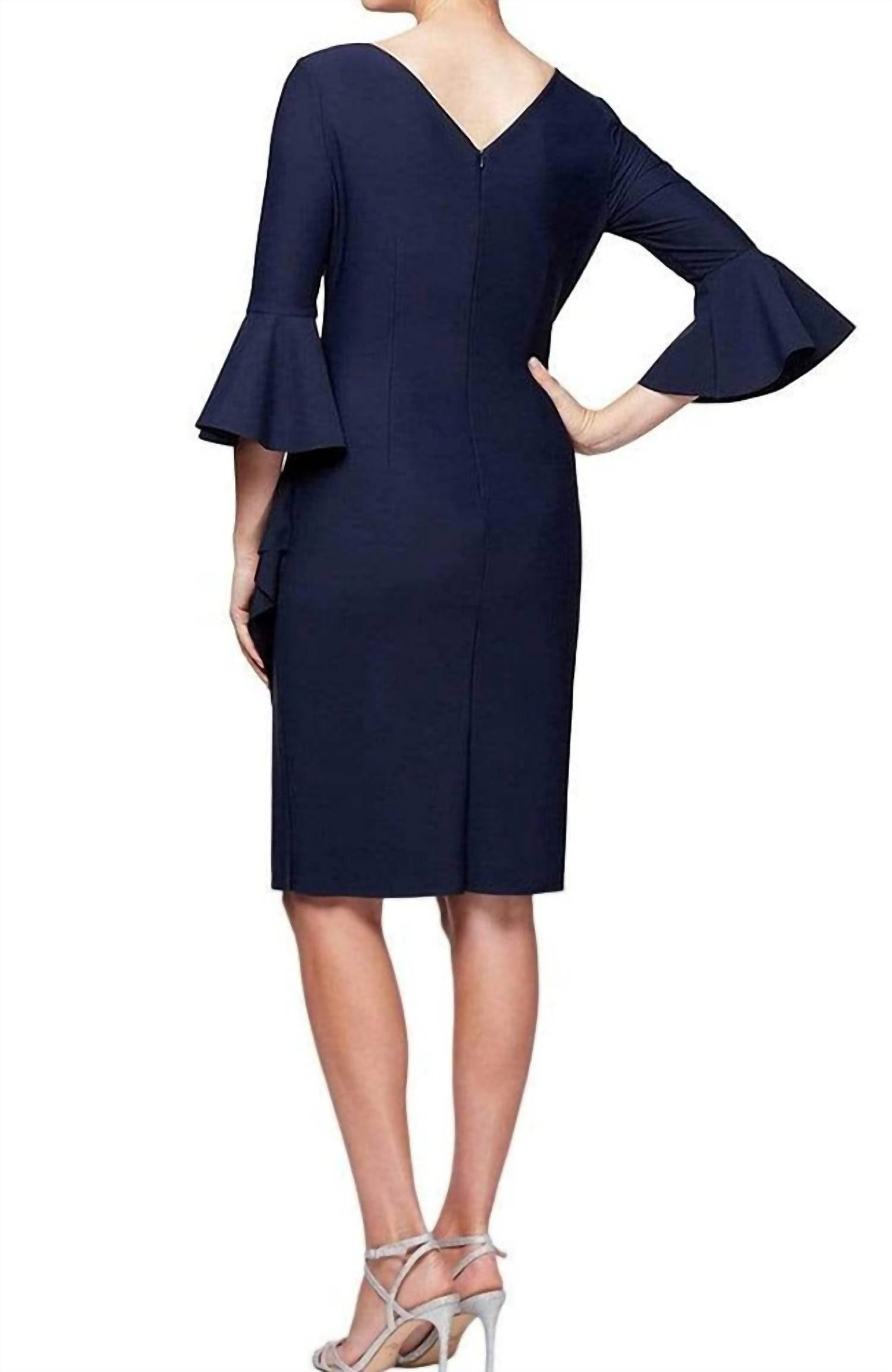 Alex Evenings - Bell Sleeve Bateau Sheath Dress