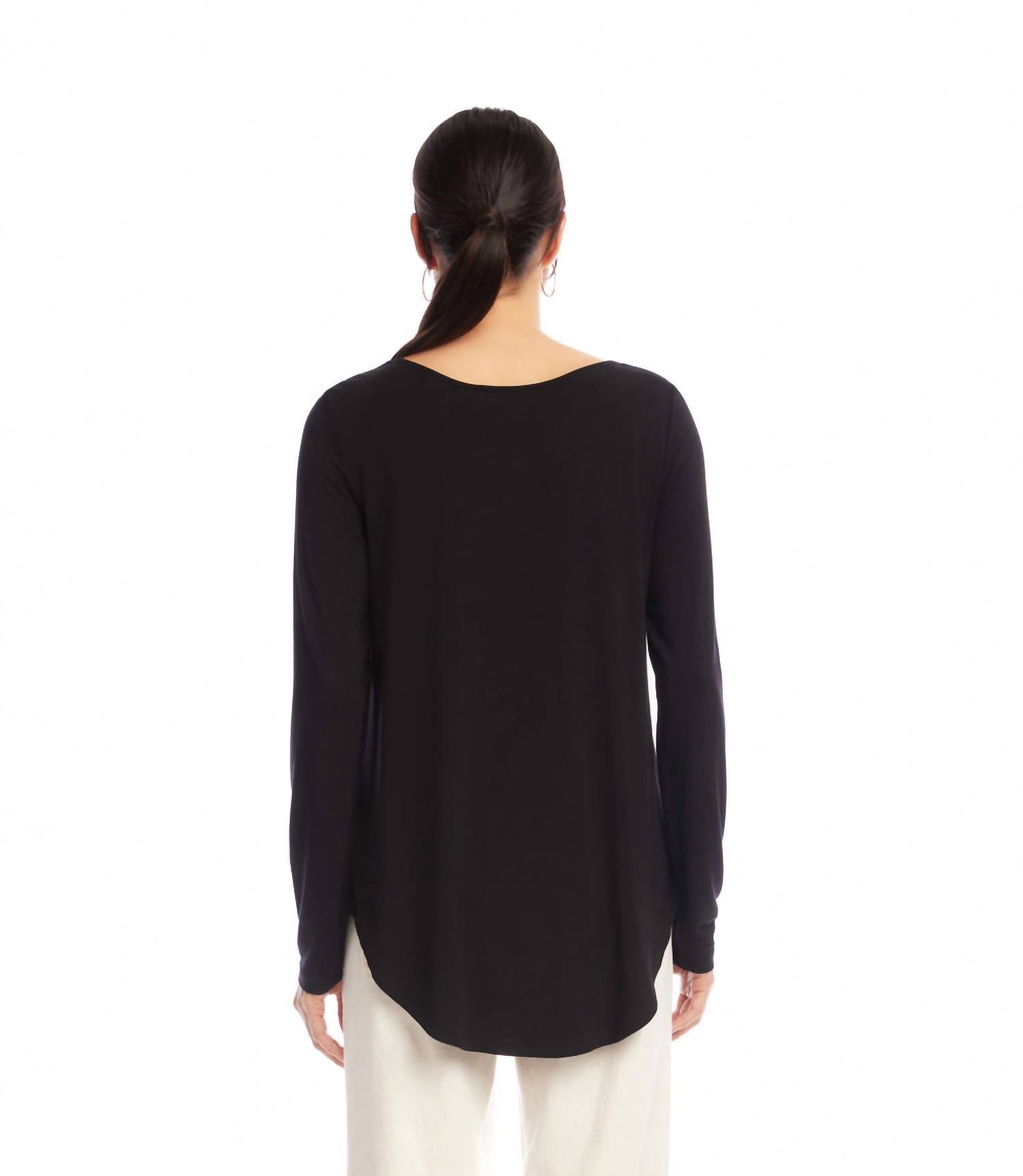 Karen Kane - Long Sleeve Embellished Shirttail Top