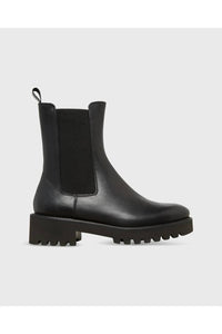 Ann Mashburn Women's Tall Lug Sole Chelsea Boot in black leather 1 - women's shoe