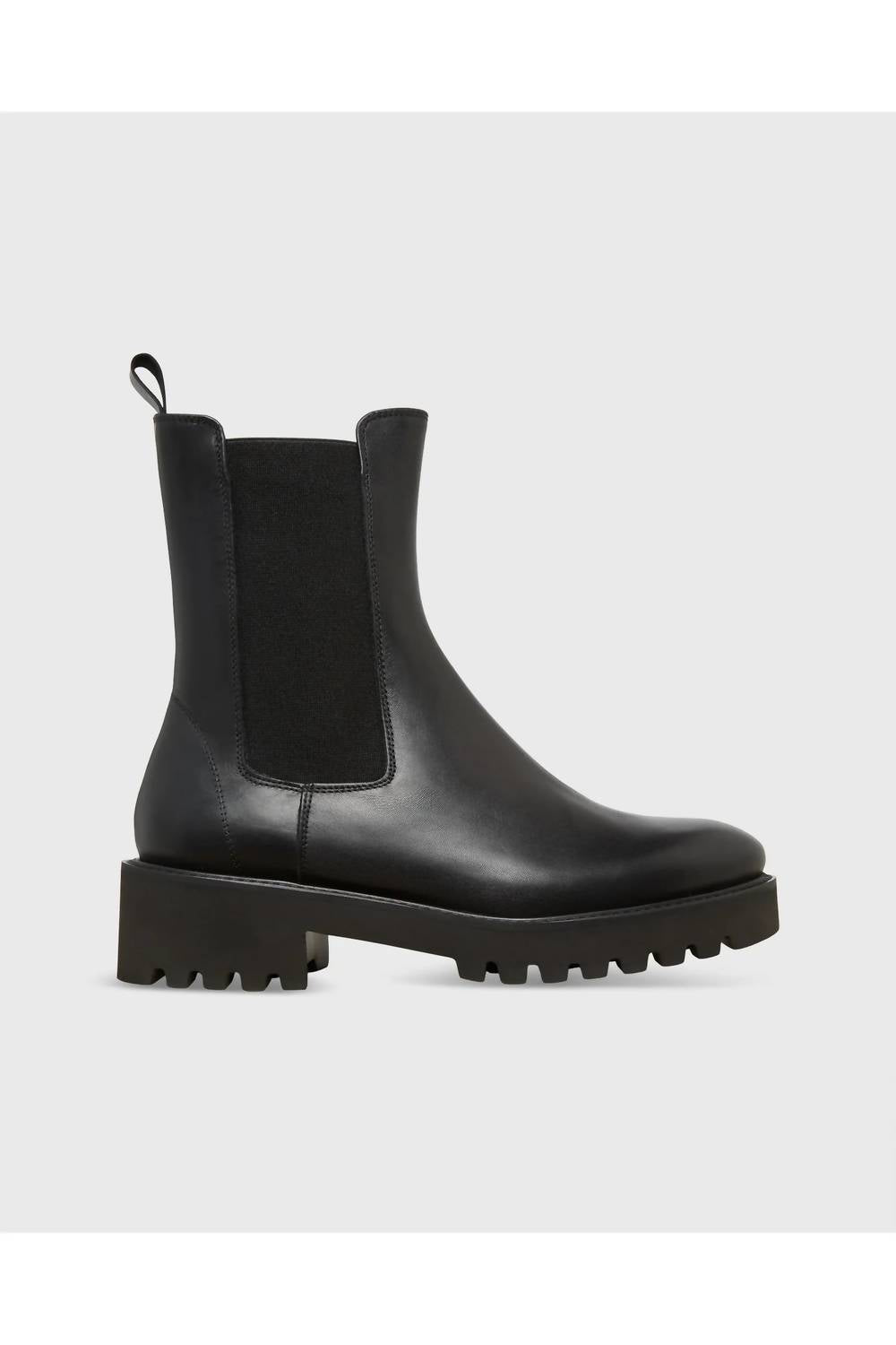 Ann Mashburn Women's Tall Lug Sole Chelsea Boot in black leather 1 - women's shoe