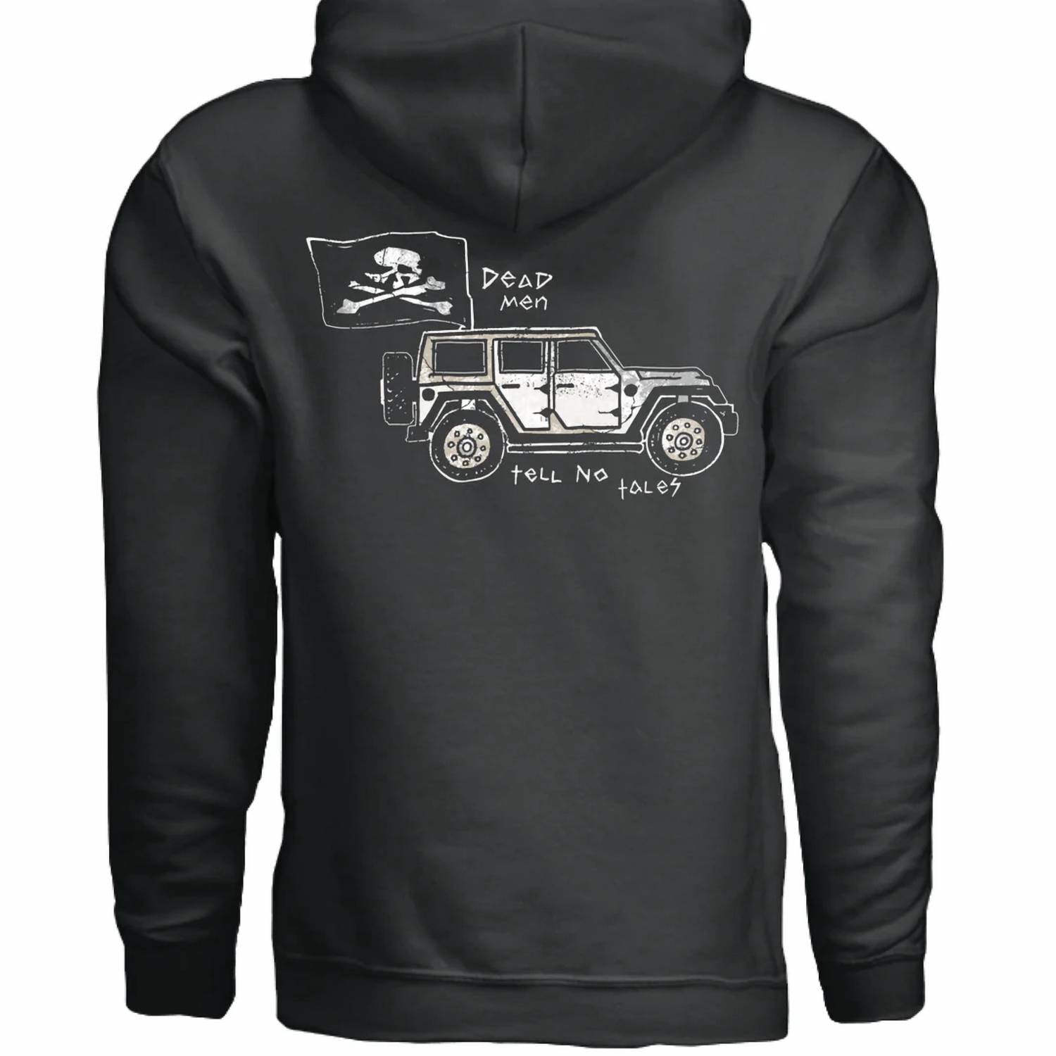 Land Pirate Men's Ghost Skull Flag Hoodie in black - men's shirt - detail view