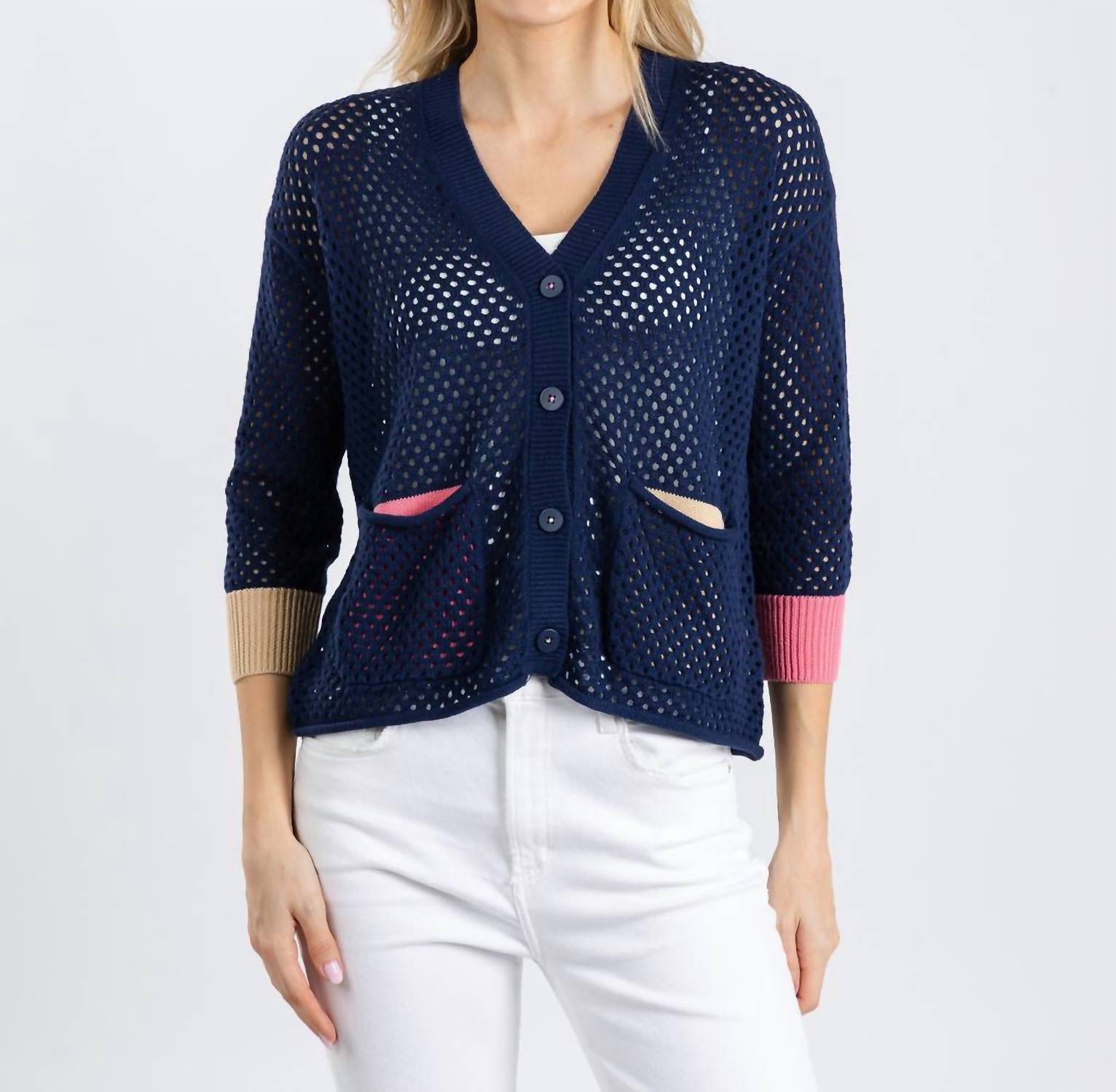 ZAKET & PLOVER Holey Pocket Cardigan in marine - women's cardigan