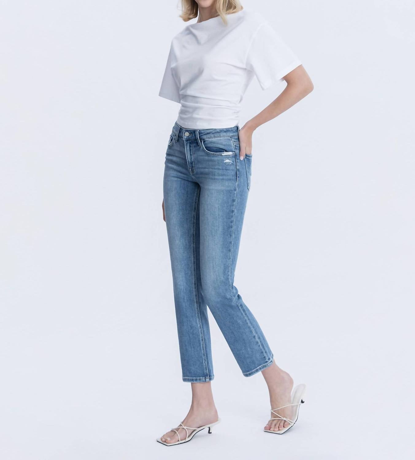 Vervet By Flying Monkey - Mid Rise Ankle Slim Straight Jeans