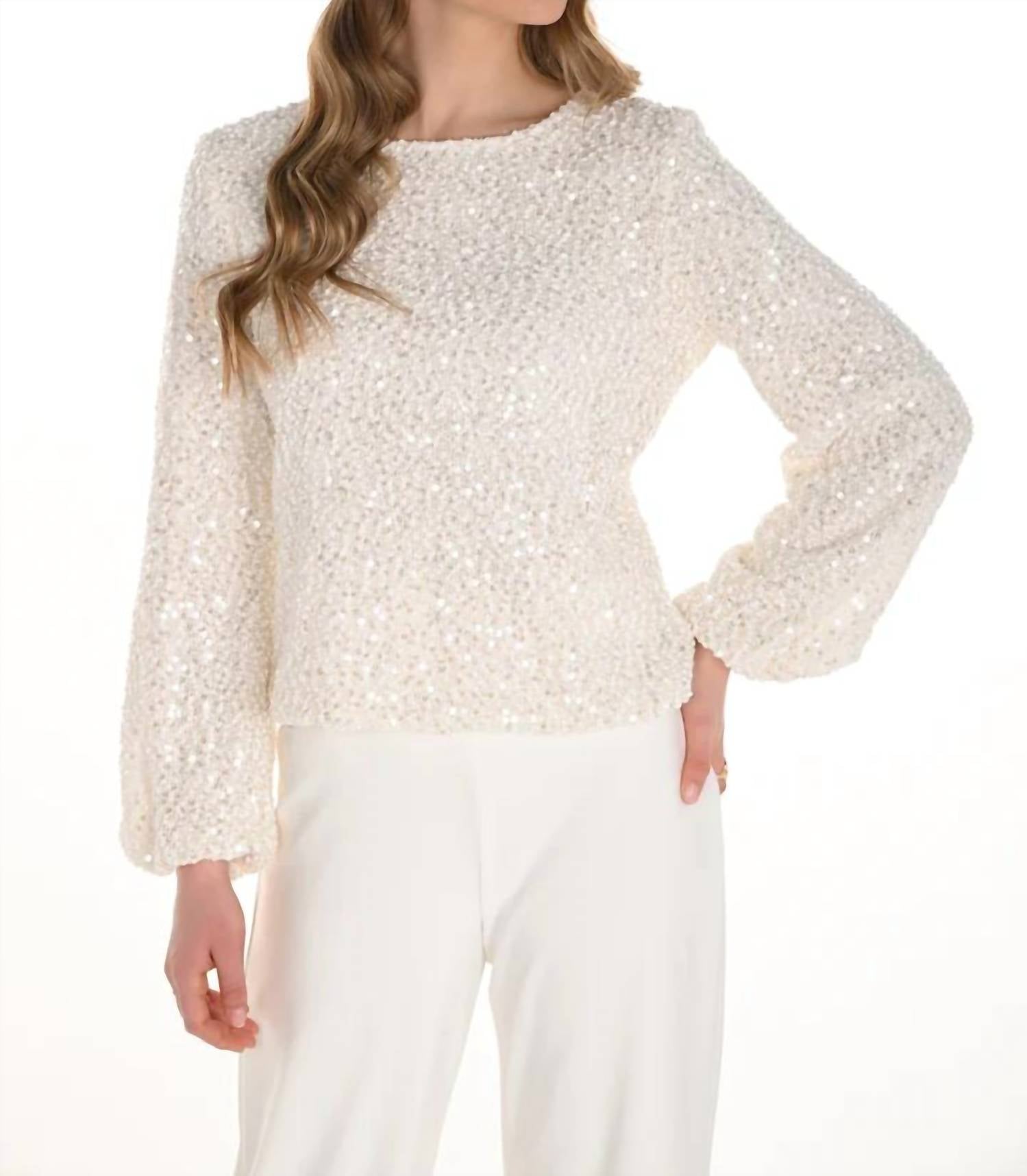 Frank Lyman - Whisper Long Drape Sleeve Sparkle Top