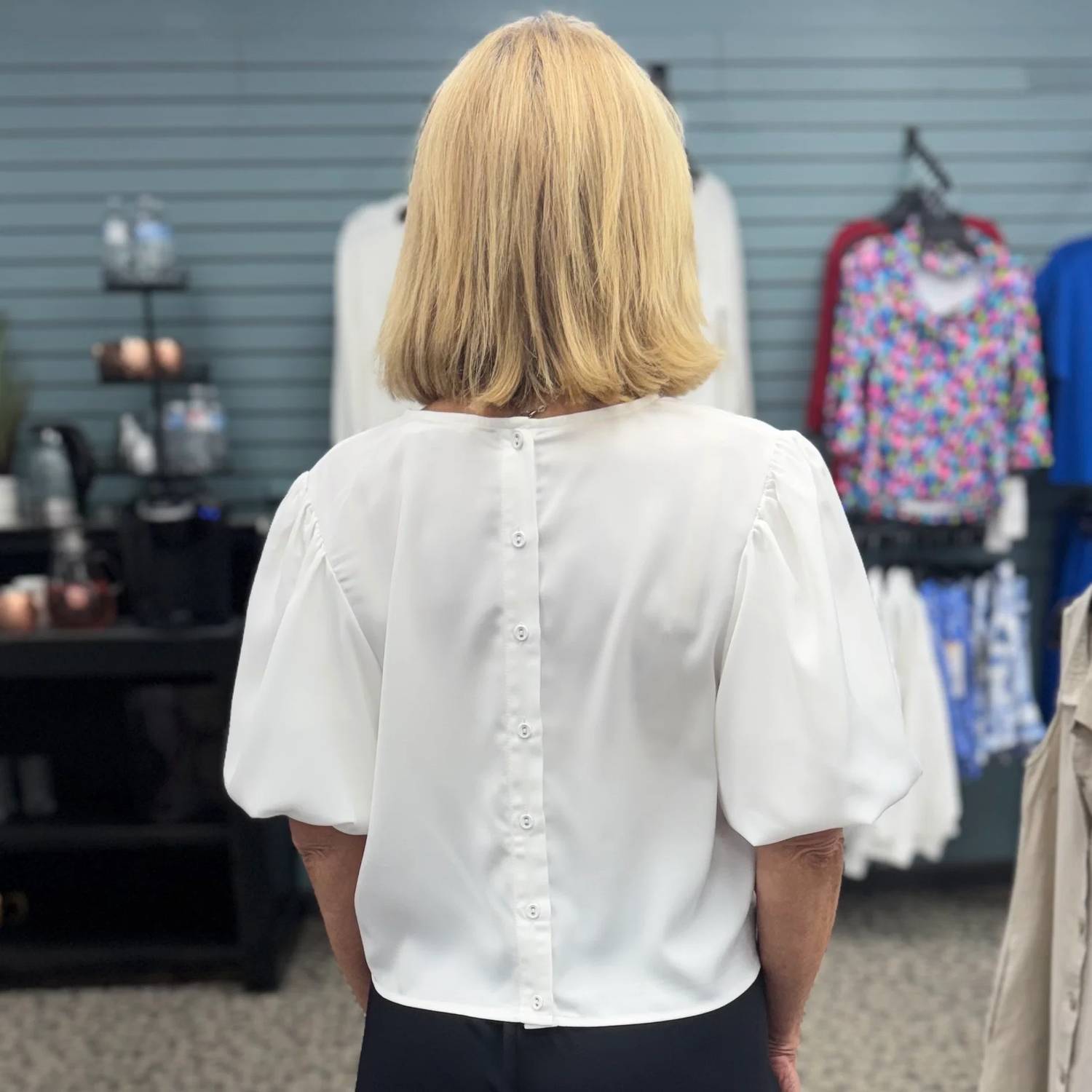 Ee:Some - Tie Front Bubble Sleeve Blouse