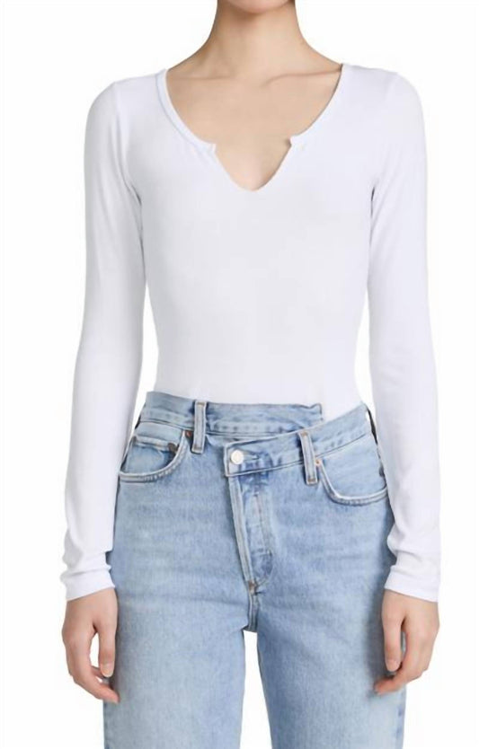 Lna - Emory Notch Rib Long Sleeve Top