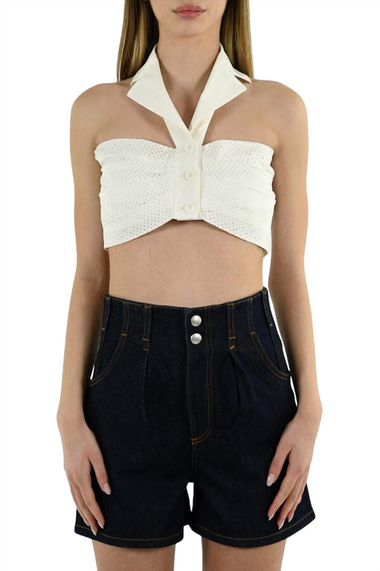 Philosophy Di Lorenzo Serafini - Draped Crop Top in Stretch Poplin