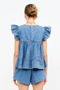 Sofie the Label Simone Poplin Shorts in denim - women's shorts - alternate view