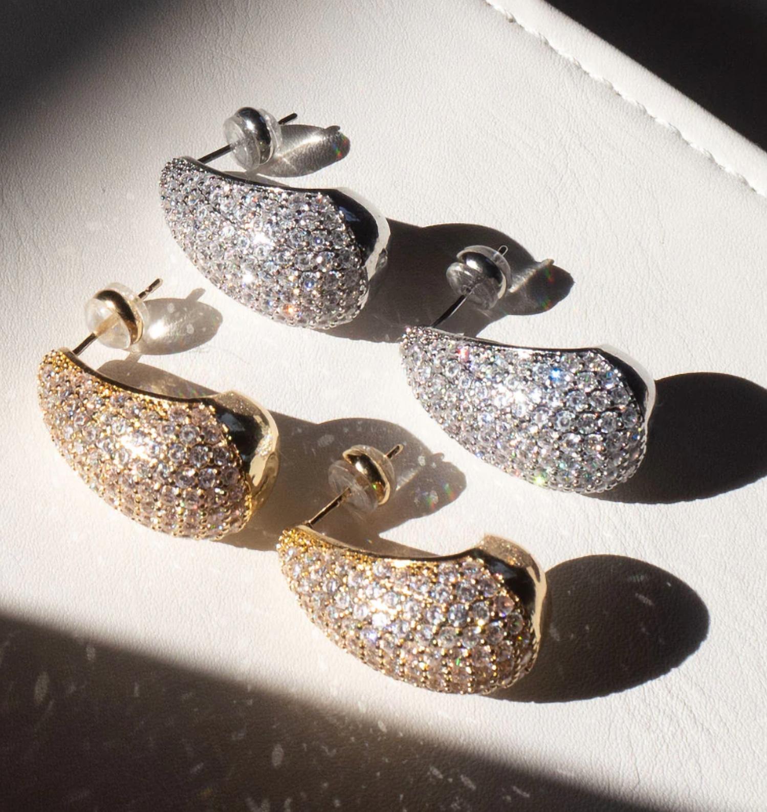 LUV AJ Women's Pave Gia Teardrop Earrings in gold - women's jewelry - alternate view