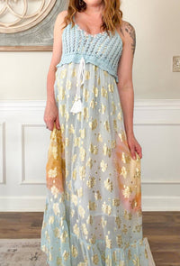 Pol - Crochet Golden Accent Boho Maxi Dress