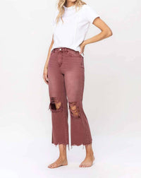 Vervet By Flying Monkey - High Rise Cropped Flare Distressed Jeans