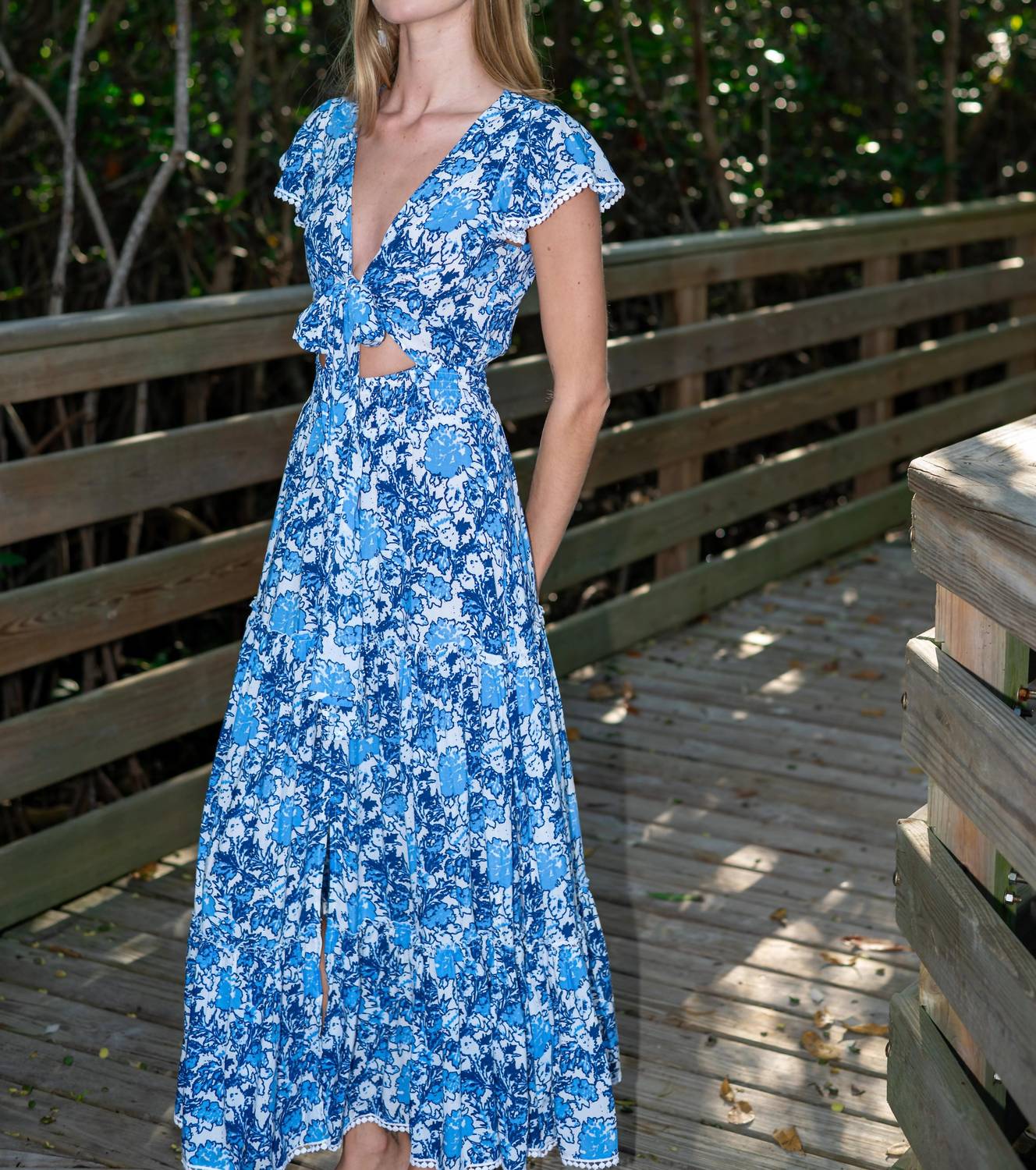SEALUSTRE Mora Maxi Dress in coastal blue - women's dress - alternate view