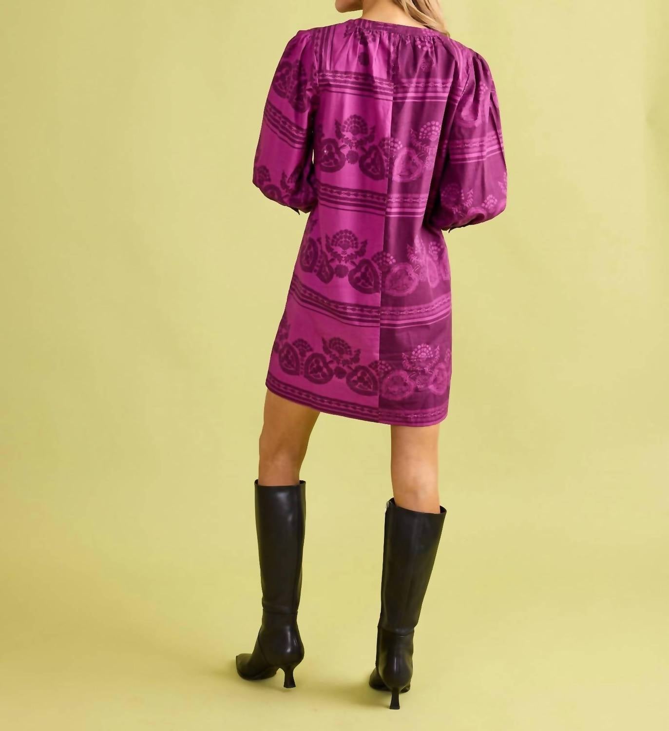 Double A Paloma Mini Dress in garden motif - women's dress - detail view