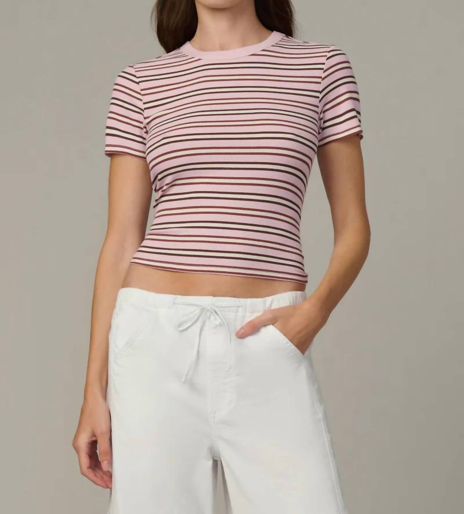 Joe's Jeans The Baby Tee in blush ecru stripe - women's t-shirt
