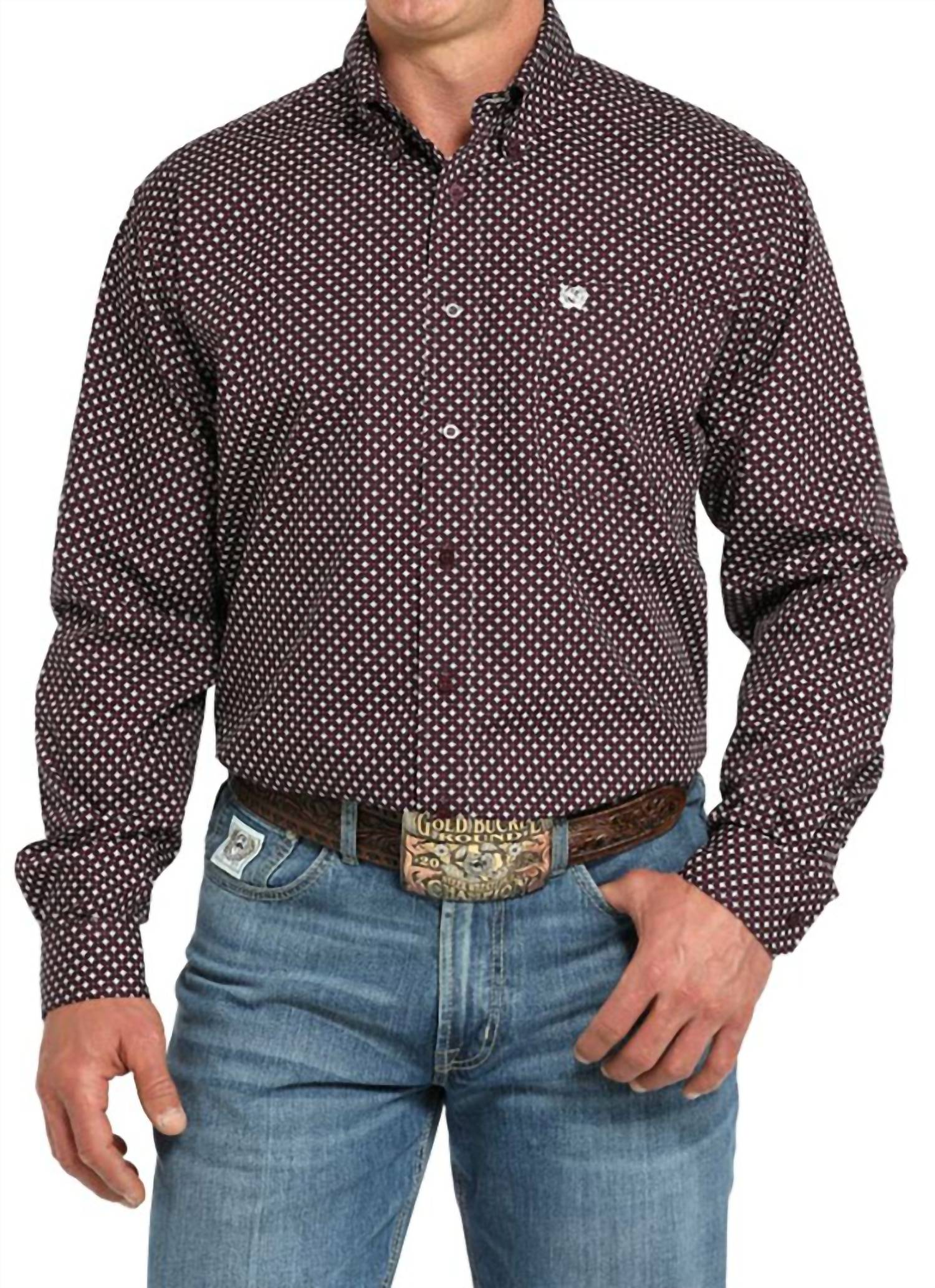 CINCH Men's Print Classic Button Down Shirt in purple multi - men's shirt
