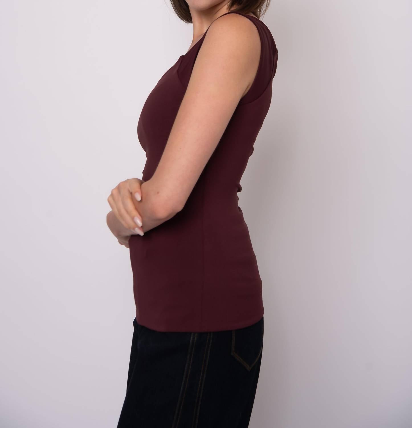 Second Skin by RD Style Off Shoulder Top in prune - women's blouse - alternate view