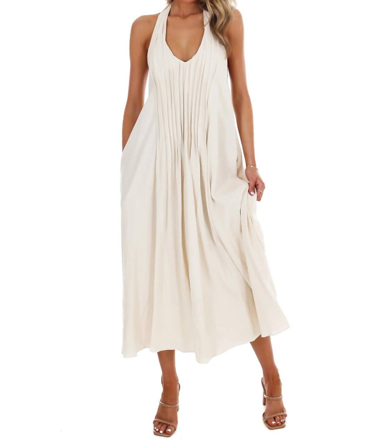 In February - Women's Softly Flowing Halter Midi Dress