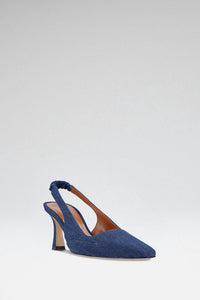 MARYAM AMALKI Women's Cassidy Squared Toe Slingback Pumps in denim - women's heels