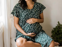 Kindred Bravely Universal Labor, Delivery & Nursing Gown in evergreen blossom - women's dress - detail view