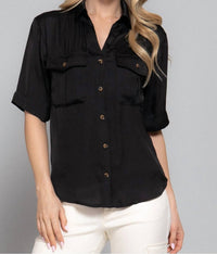 Active Basic - Satin Button Down Shirt