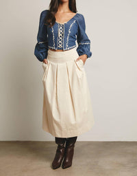 Forte - Pleated A-line Midi Skirt