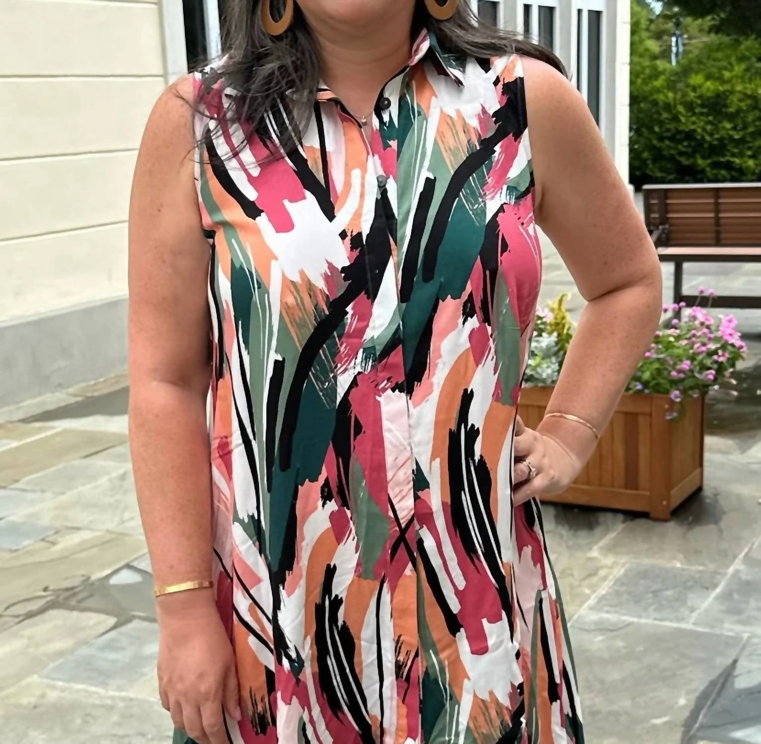Apricot - High-low Shirt Mini Dress