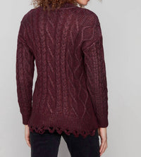 Charlie B - Foiled Cable Knit Long Sleeve Top