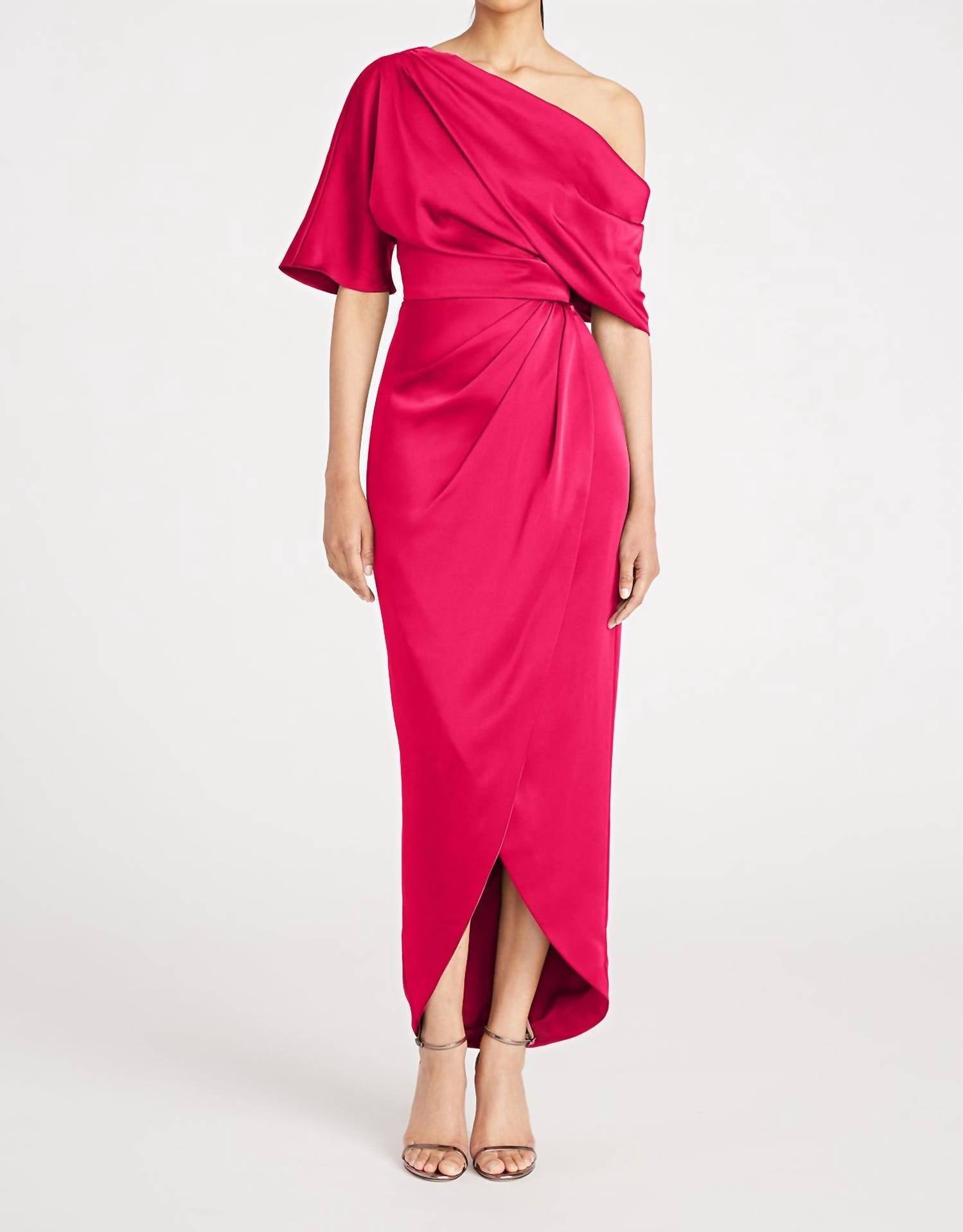 Theia - Rayna One Shoulder Draped Dress