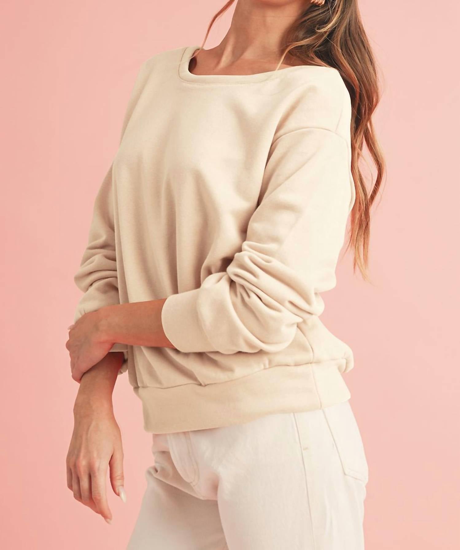 Shewin - Bowknot Round Neck Sweatshirt
