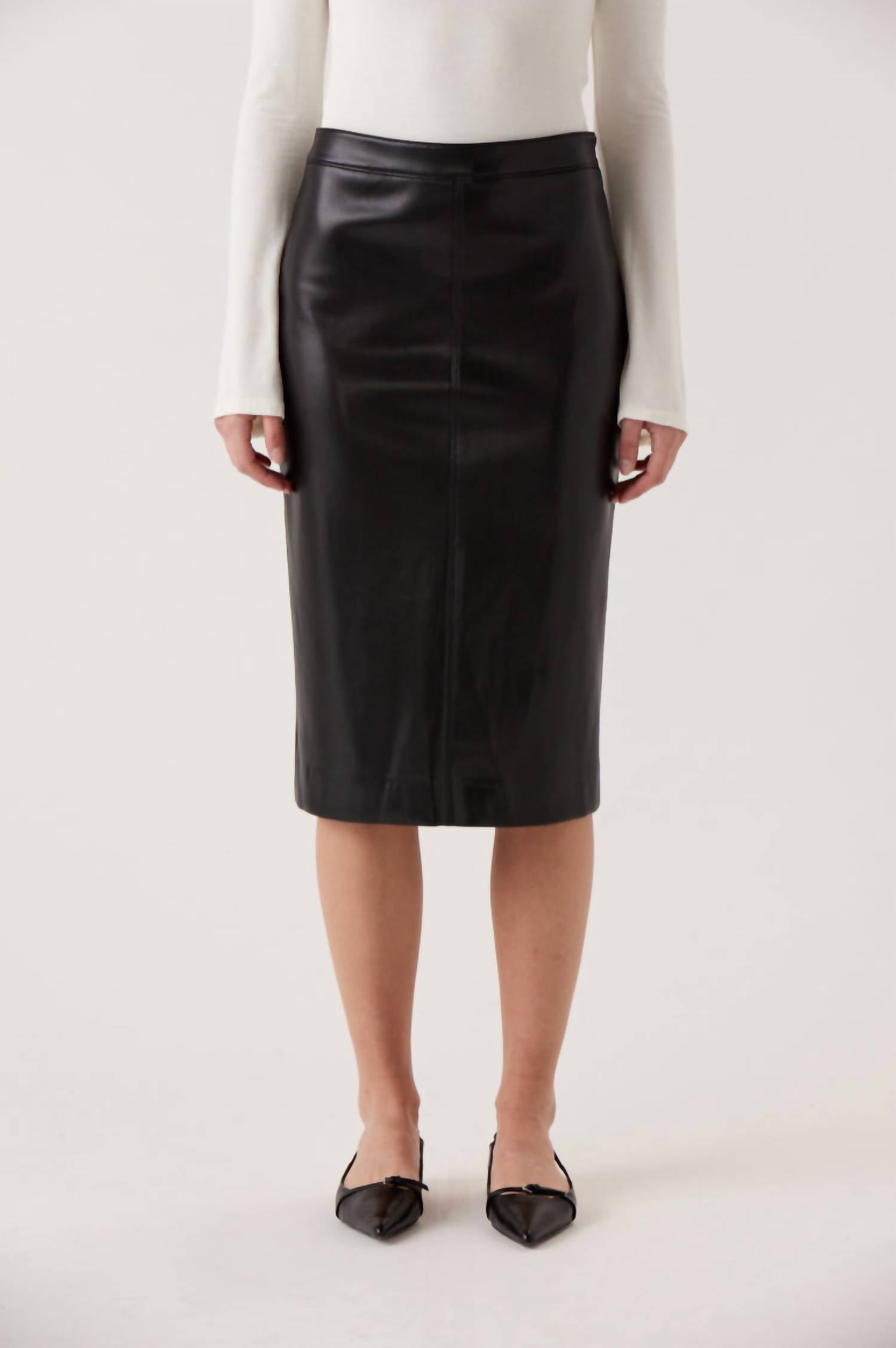 Rue Sophie Women's Bridget Faux Leather Skirt in black - women's skirt