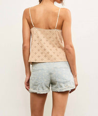 Mustard Seed - Elena Front Button Closure Lace Cami Top