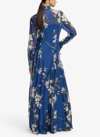 LEO LIN Lilith Tie Neck Maxi Dress in midnight - women's dress - alternate view