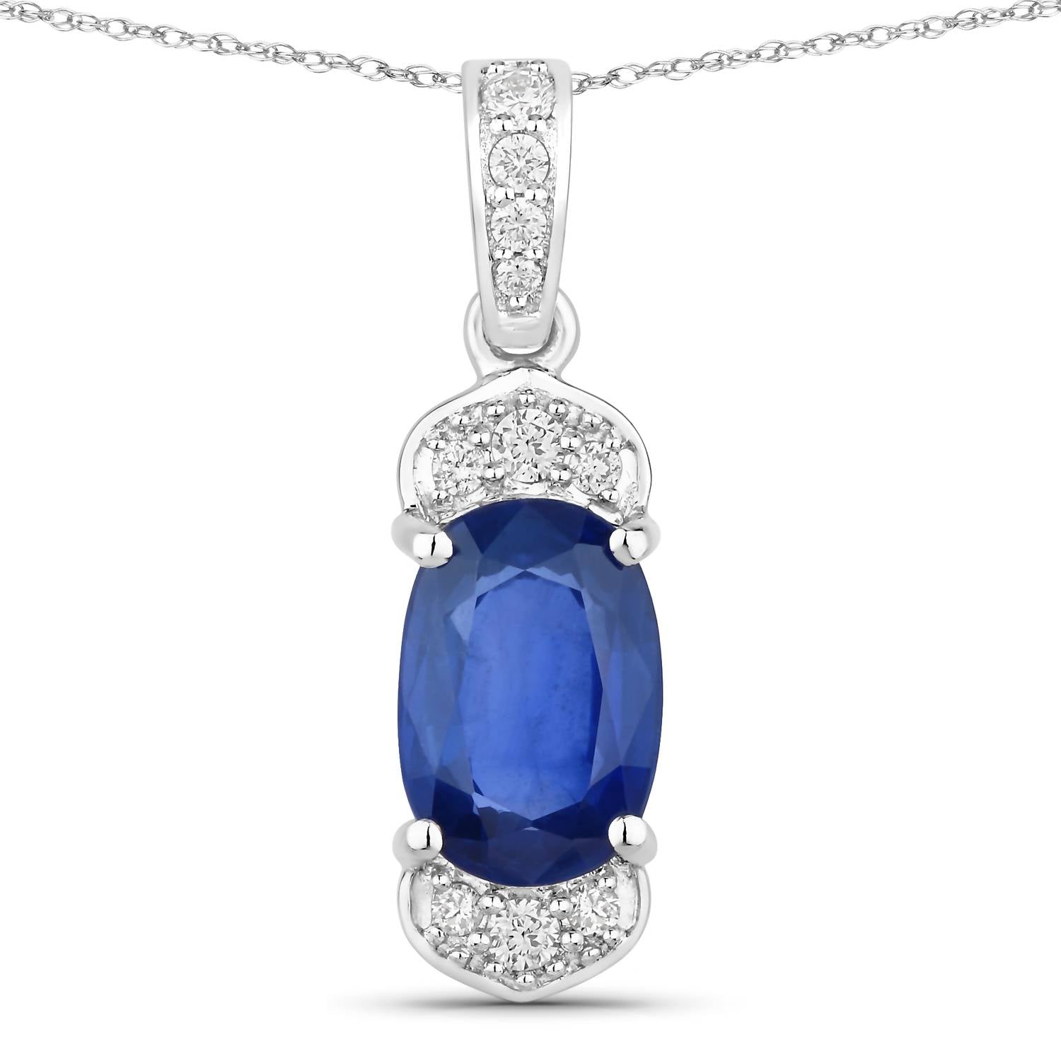 Diana M Jewels Women's Cushion Natural Sapphire Pendant Necklace (2.46 Ct) - Classic Plus in 18k white gold - women's jewelry