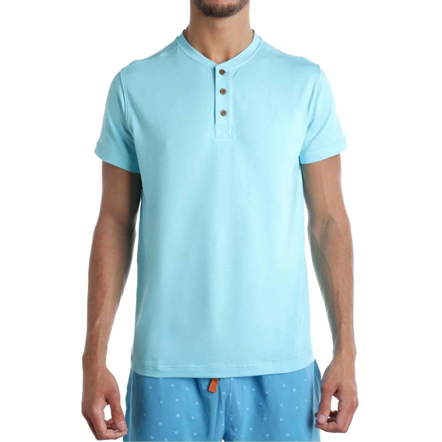 Wood - Short Sleeve Henley Lounge Shirt