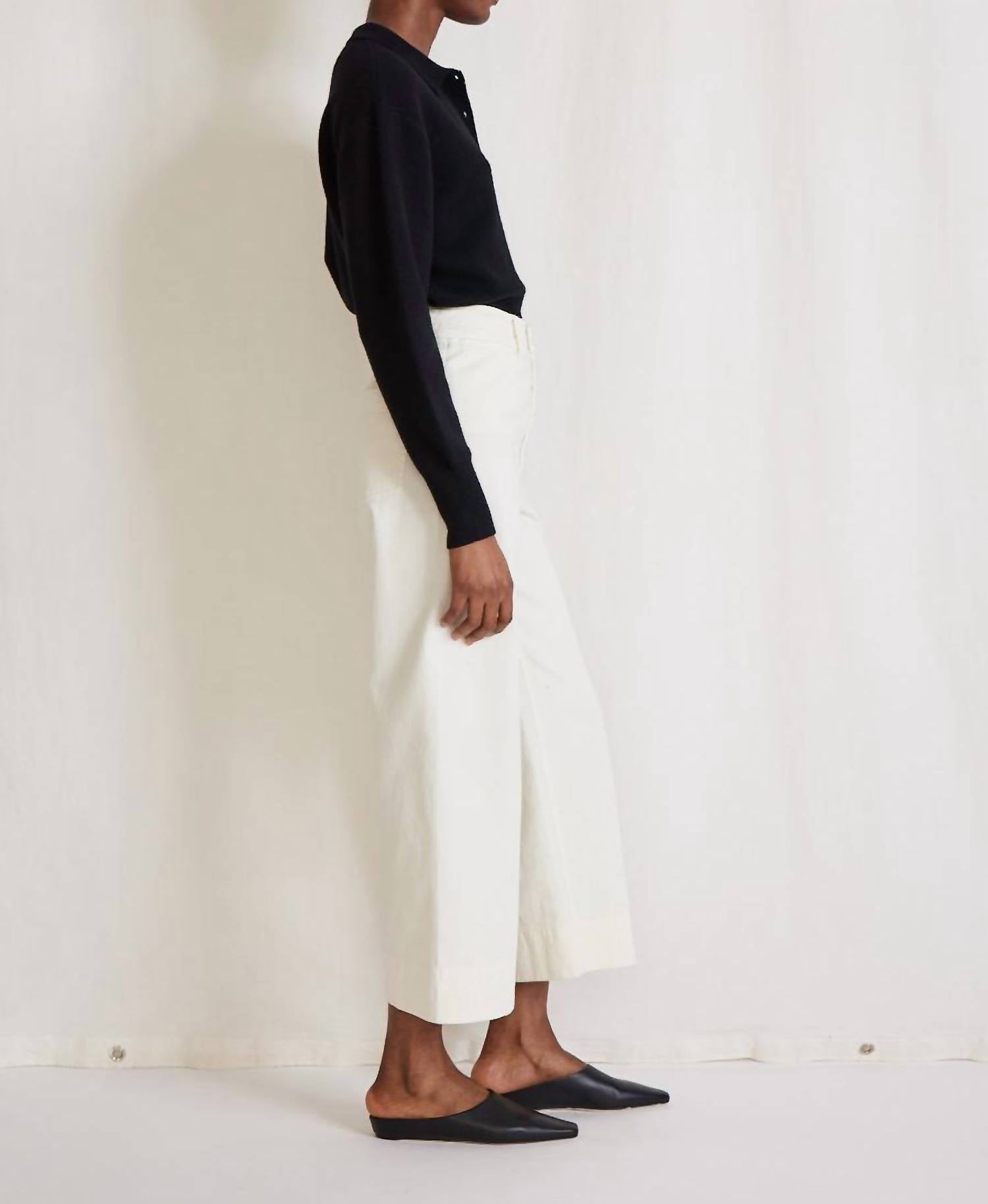 APIECE APART Classic Merida High Rise Fit Wide Leg Pant in cream - women's pants - alternate view