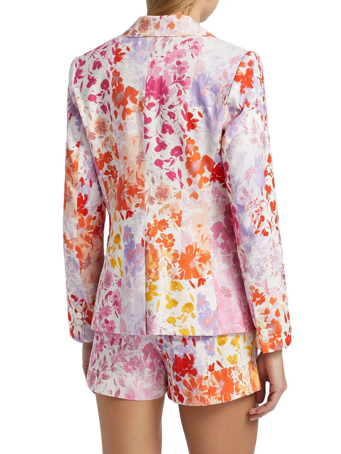 Derek Lam 10 Crosby Irina Floral Printed Stretch Linen Blazer in rose multi - women's jacket - alternate view